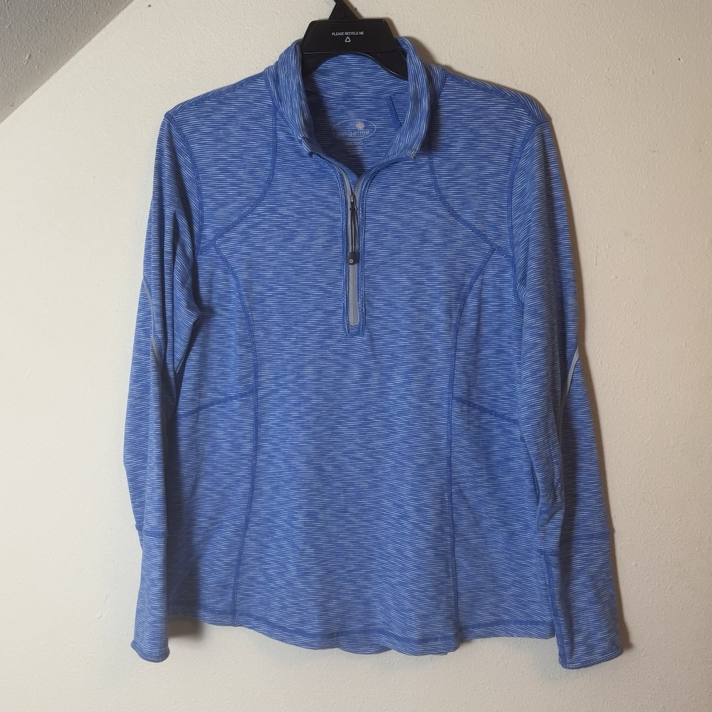 Tangerine Women's XXL Blue Quarter Zip Pullover Athletic Stretch Top